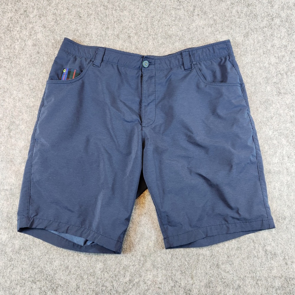 William Murray Straight Fit Shorts Men 38 Blue Plaid Golf Performance Plaid Trim